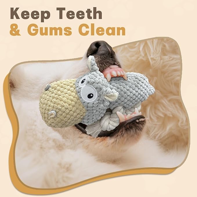 Dog Toys for Aggressive Chewers - Squeaky Dog Toys to Keep Them Busy for Large Dogs (Gray, Medium)