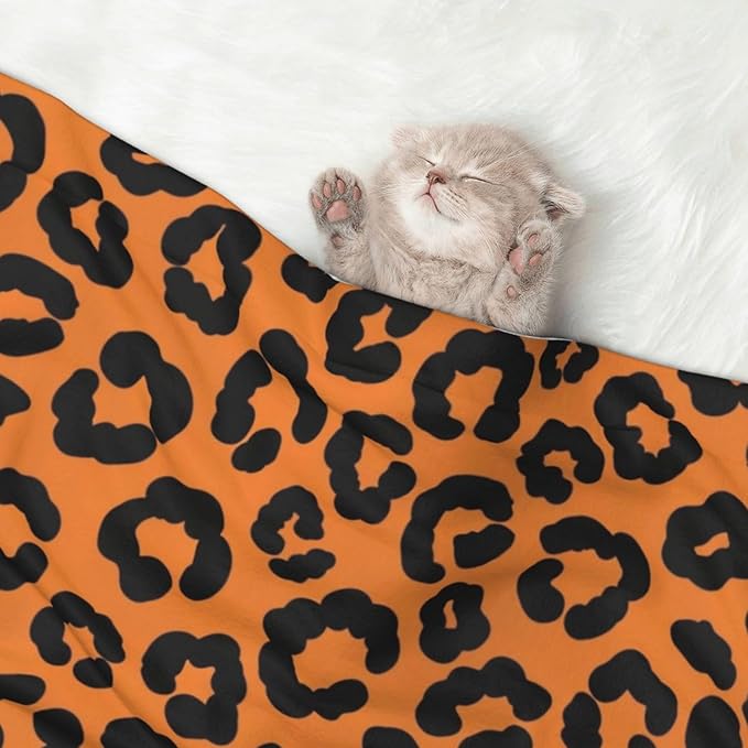 Double Sided Plush Pet Blanket for Small Large Animals, Cheetah Leopard Wood, Reversible Throw with Dimpled Dot Side and Flat Side for Kennels Living Rooms