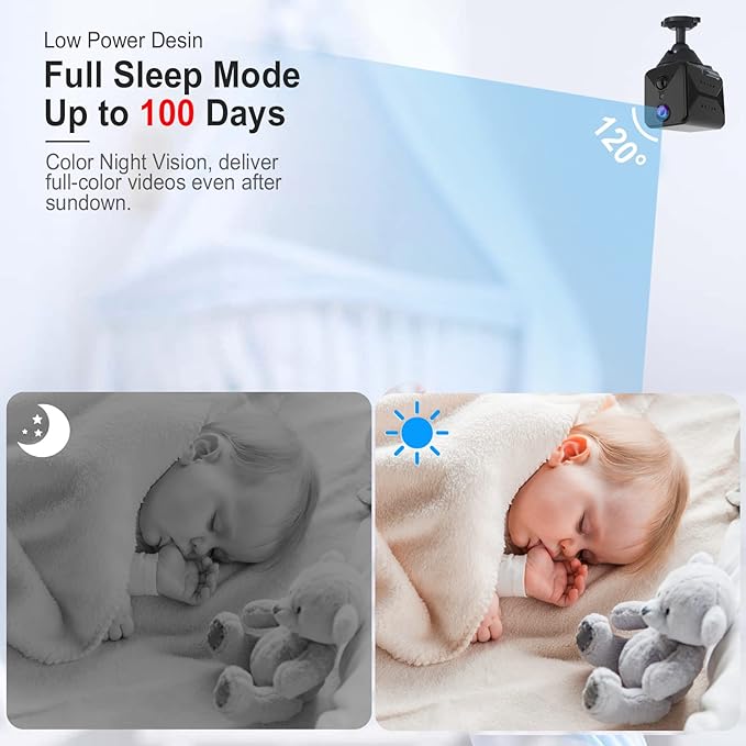 2026 Upgraded 4K Security Camera, Mini Nanny Cam for Home with Free Cloud Storage,WiFi Camera,Long Battery Life, Motion Detection,Remote Viewing,Wireless Camera for Pet/Baby/Nanny Surveillance