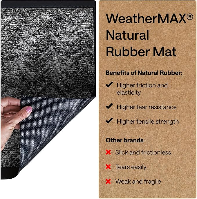 GORILLA GRIP 100% Waterproof All-Season WeatherMAX Doormat, Durable Natural