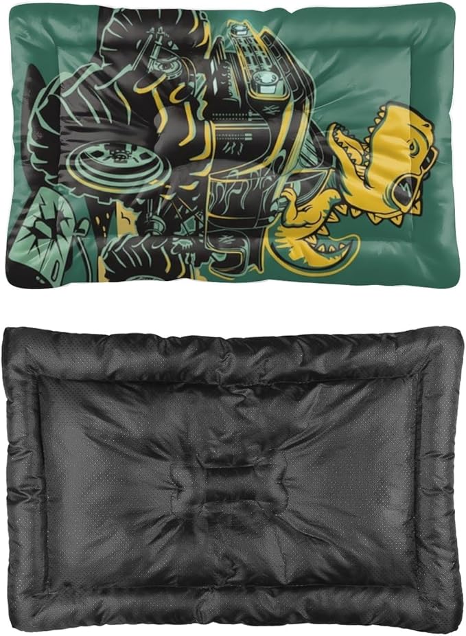 T-Rex Monster Truck Pet Sleeping Bed Dog Cage Mats Puppy Pads Washable Dog Bed Crate Washable Non-Slip Crate Beds for Small Dogs Small Pet Mat Carriers & Travel Products Indoor Outdoor 24X18 Inch