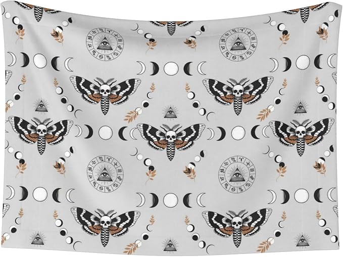 Pet Blanket for Couches and Beds, Butterfly Dead Head Sun Moon, Reversible Double Sided Plush Design with Soft Bumpy Texture and Smooth Surface, Furniture Protector