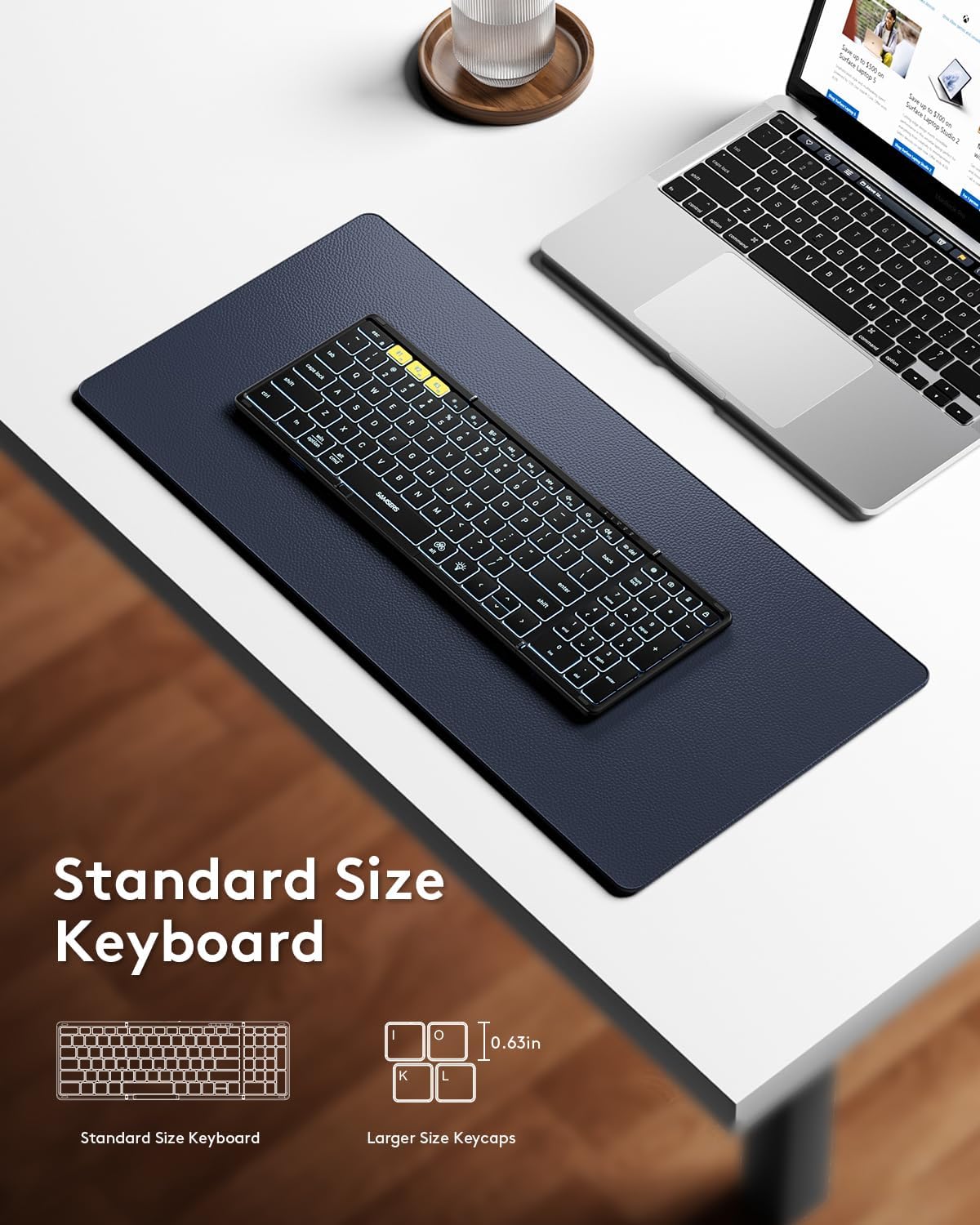 Samsers Full-Size Backlit Foldable Bluetooth Keyboard with Numeric pad