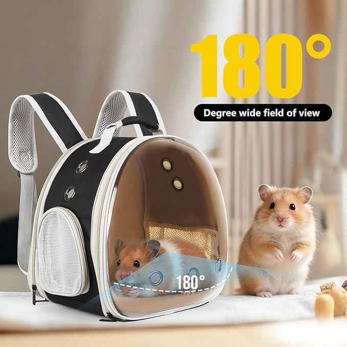 Back Expandable Backpack for Small Animals, Portable Travel Bag Breathable Pet Carrier Cages for Bunny, Guinea Pig, Bearded Dragon, Lizard, Rabbit, Squirrel, Tortoise, Kitten, Sugar Glider
