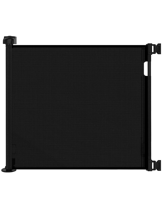 Retractable Baby Gate for Doorways and Stairs, Mesh Safety Gate for Pet, Indoor & Outdoor Use, One-Hand Operation, Easy Installation, 33.6" Tall, Expands to 55" Wide（Black,33.6"x55"