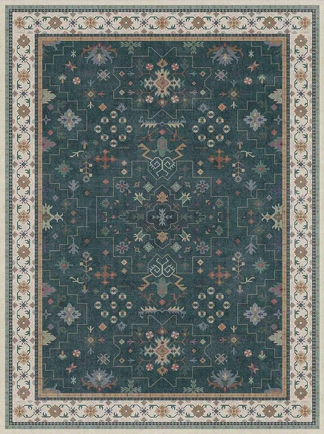 Dark Green Oushak 3x4 Large Entryway Rug