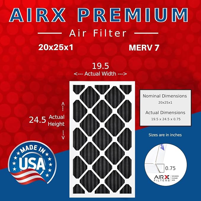AIRX FILTERS WICKED CLEAN AIR. 20x25x1 Air Filter Odor Eliminator Carbon Filter