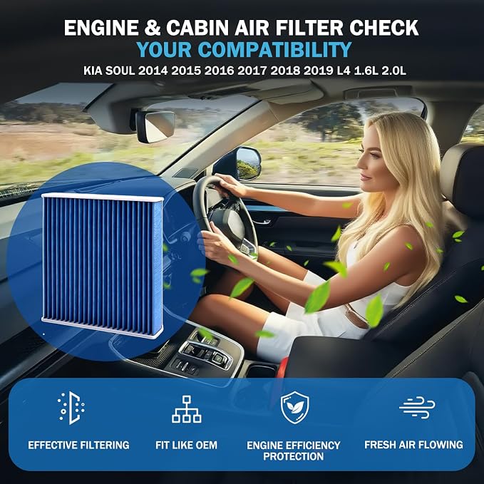 1pc Cabin & 1pc Engine Air Filter Kit Accessories