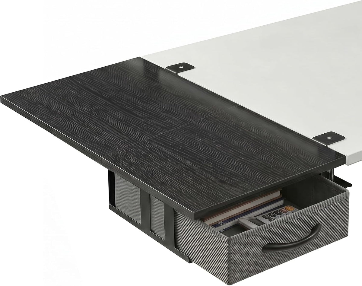 Desk Extender Tray, 24" x 12" Clamp On Desk Extension Shelf with Drawer