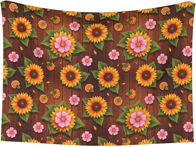 Two Sided Plush Pet Blanket for Warmth Comfort, Western Wood Rustic Sunflowers, Reversible Throw with Cozy Nubby Side for Chilly Nights Napping Spots Around House