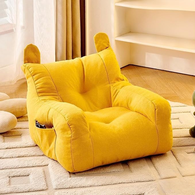 Cute Ear Pet Sofa Bed, Pet Bed Mat, Linen Pet Bed for Small & Medium Dogs and Cats, Soft Washable Pet Furniture Beds Supplies for Dog Kitty (Yellow)