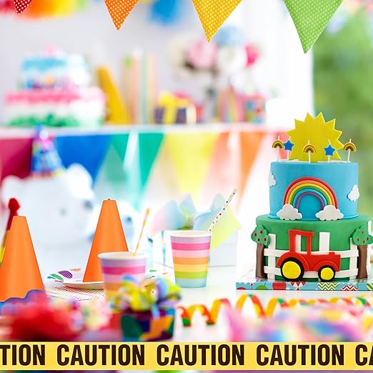 Frienda 11 Pcs Construction Birthday Party Supplies Plastic Traffic Cone Caution Tape Safety Road Parking Construction Cone Warning Tape for Halloween Party Outdoor Indoor(7.1 Inch Tall,Classic)