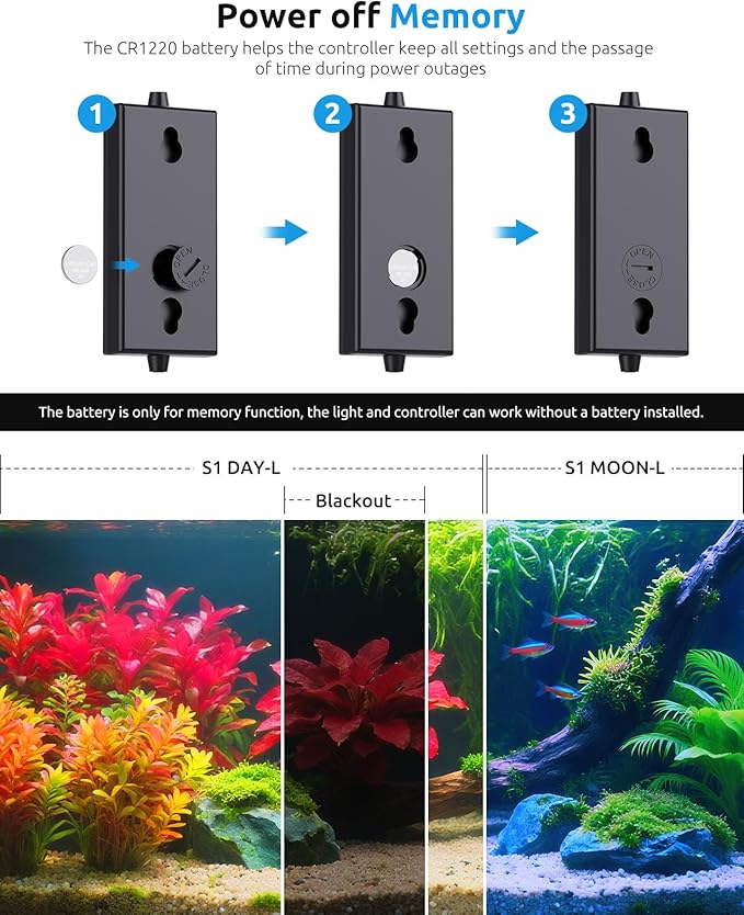 SEAOURA Aquarium LED Light with Thermometer, 48-54in Full Spectrum Lights for Fish Tank, 24/7 Programmable with Power Off Memory, WRGB Custom, 20 Level Dimmable Brightness for Freshwater Aquariums