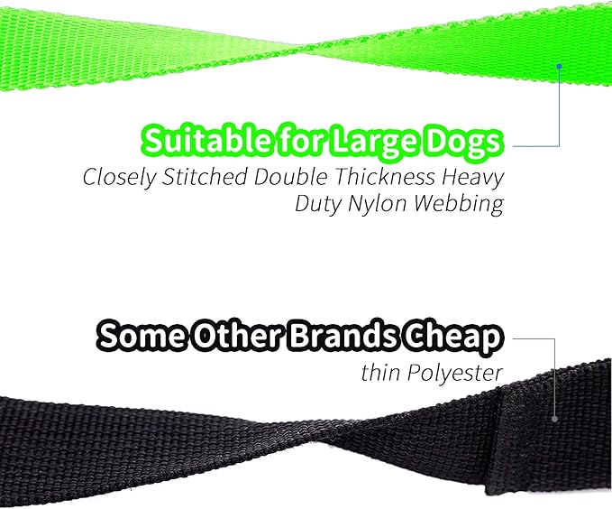 HIKISS Long Dog Leash Obedience Recall Training Agility Lead with Thickening Material for Large Dog - 15ft 20ft 30ft 50ft 100ft Training Leash(Green 15ft)