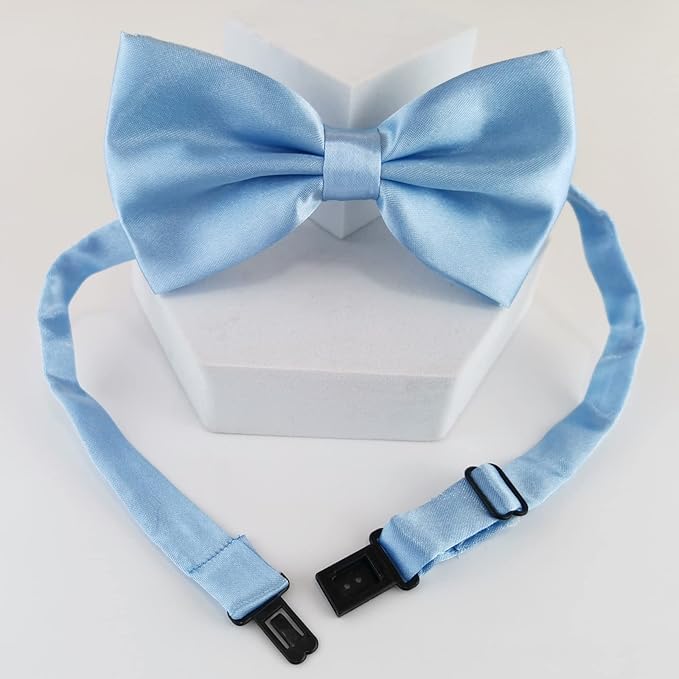 KOOLMOX Light Blue Dog Bow Tie, Black Dog Bowties with Adjustable Collar for Medium Large Dogs Cats Pets Wedding Birthday Graduation Independence Day Homecoming Grooming, 2 Pack, Black and Light Blue