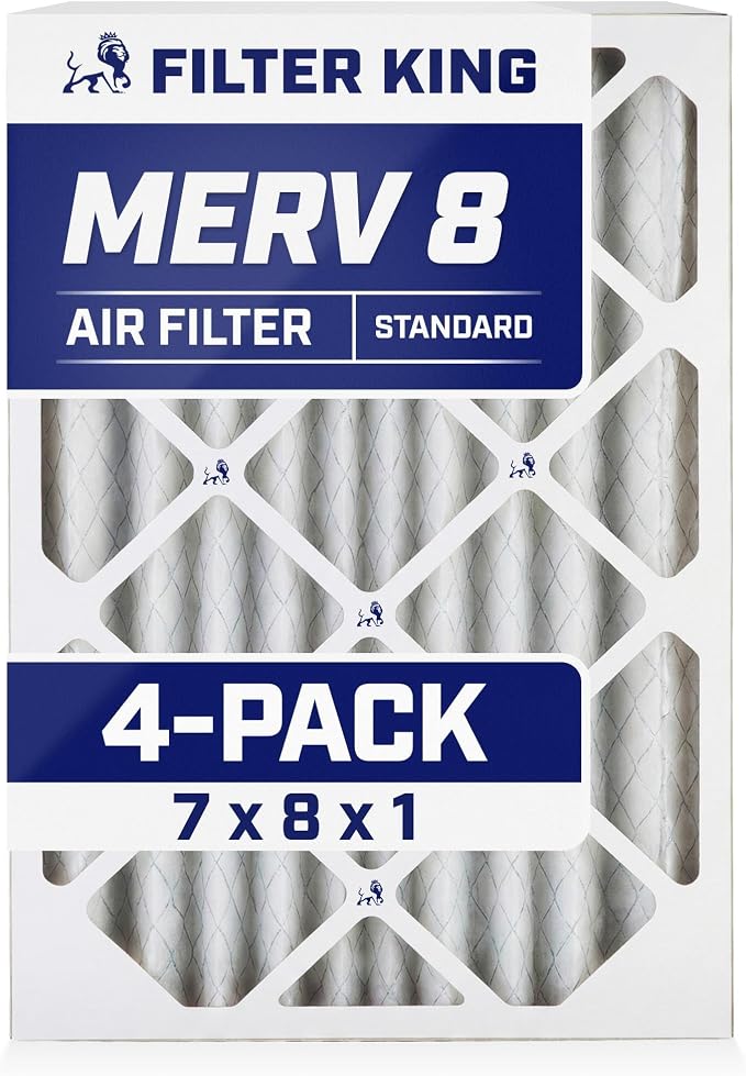 Filter King 7x8x1 Air Filter | 4-PACK | MERV 8 HVAC Pleated A/C Furnace Filters