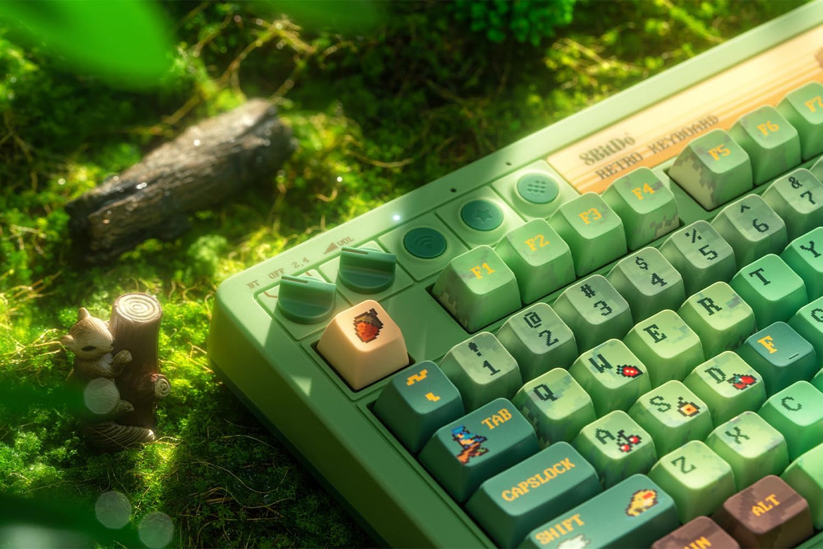8Bitdo Retro 87 Mechanical Keyboard for Windows PC & Android, Forest Wonder