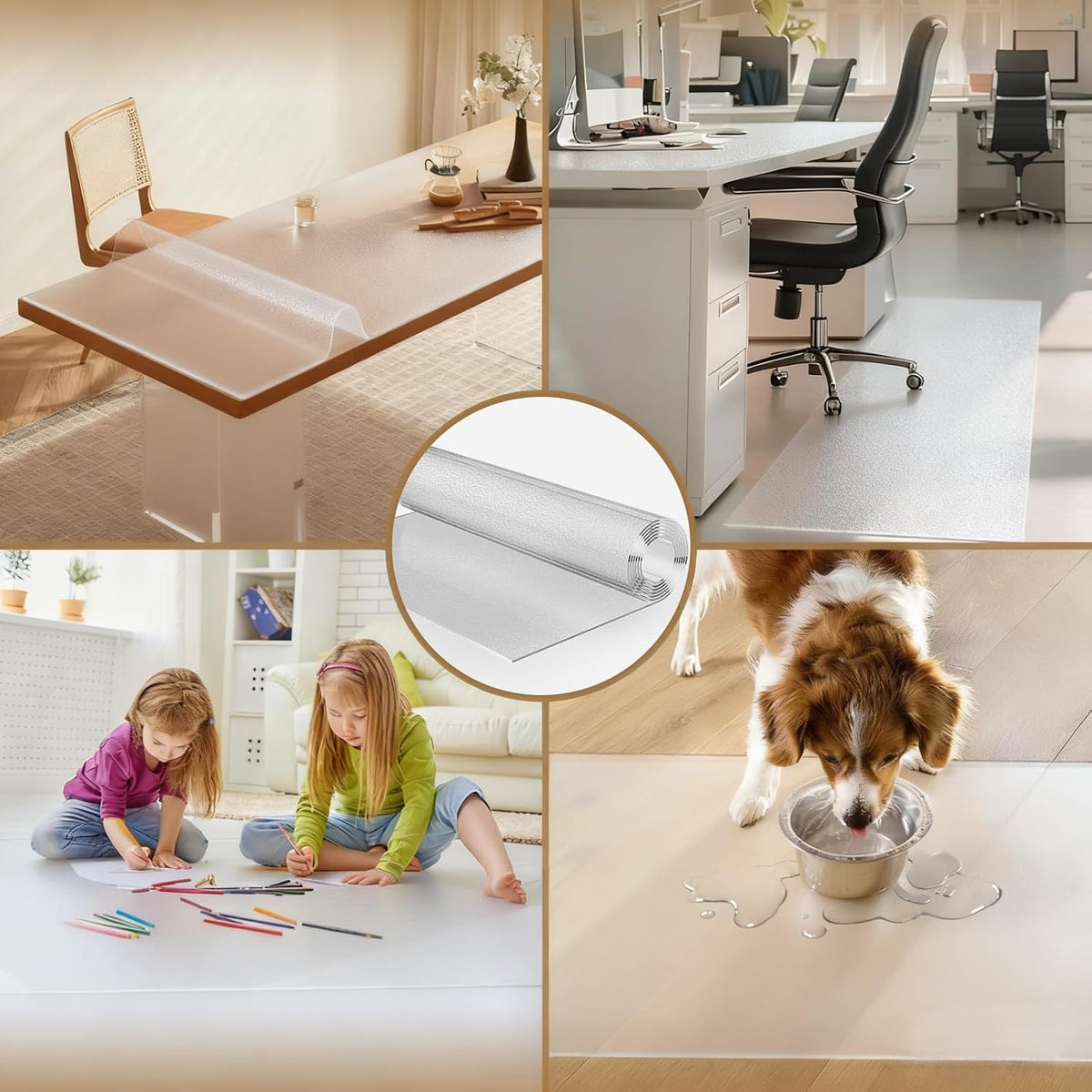 3' x 6' Clear Mat for Hardwood Floors, 36" x 72" Vinyl Frosted Transparent Protector, Small Clear Entryway Runner for Kitchen Living Room Office