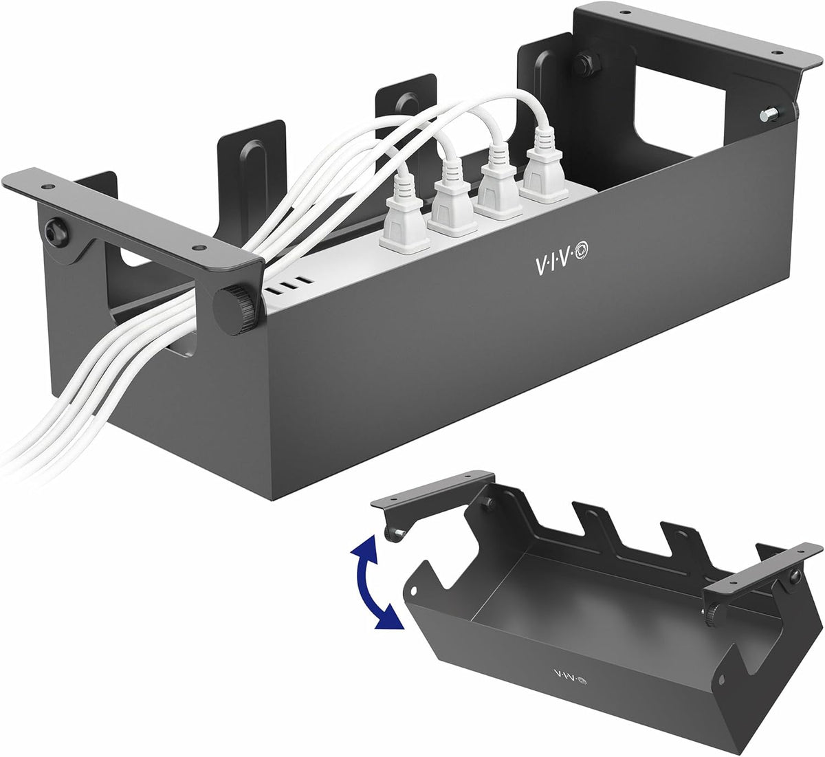 VIVO Black Flip-Open 16 in Cable Management Box, Desk-ACCBM1