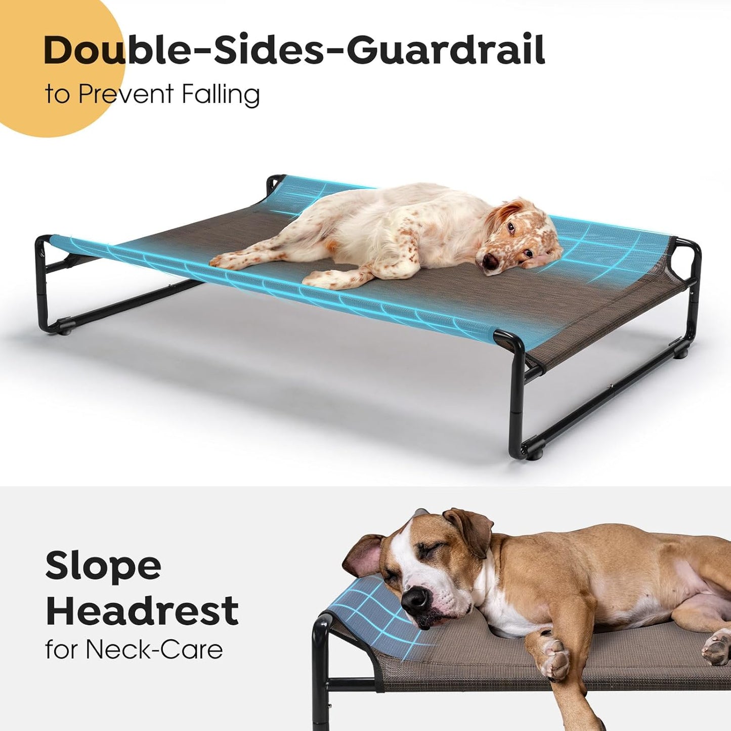Veehoo Original Outdoor Elevated Dog Bed, Cooling Raised Dog Cot for Medium Dogs, Portable Standing Pet Hammock Platform with Washable Breathable Mesh, No-Slip Feet, Medium, Brown, CWC2201