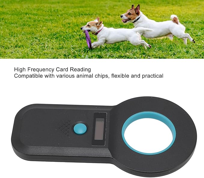 Diyeeni Portable Pet Chip Scanner, Animal Handheld Reader, 128 Sets of Data Storage, 15 Digits Animal Chip Registration RFID Microchips Scanner, USB Connects to PC (Black)
