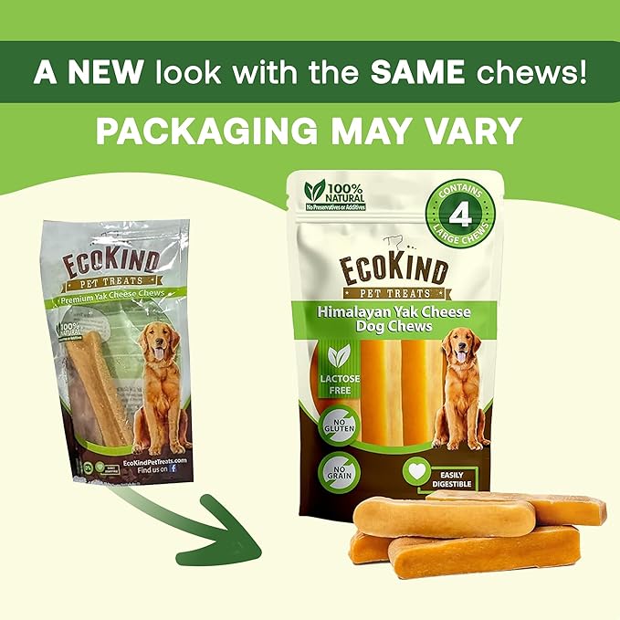 EcoKind Pet Treats Gold Himalayan Yak Cheese Dog Chew, Yak Dog Treats for Active Chewers, 100% Natural & Healthy Chew Sticks for Small & Large Dogs, Small Yak Cheese Sticks (8 Chews)