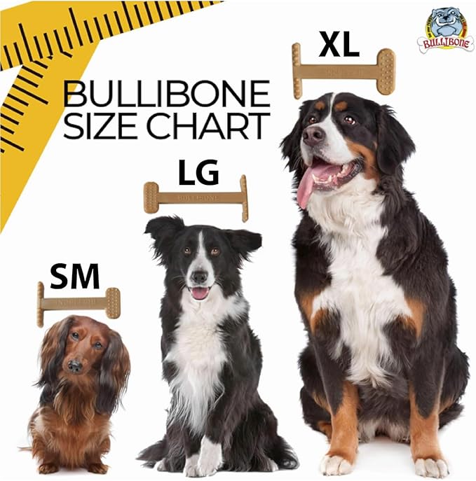 Bullibone Nylon Dog Chew Toy for Aggressive Chewers - Dental Hygiene Bone with Bacon Flavor, Durable Tough Chew Toys for Extra Large Dogs, Indestructible Dog Bone - 3 Pack