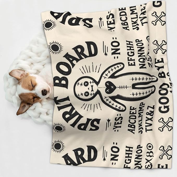 Pet Blanket for Travel and Home, Spirit Board with A Voodoo Doll Occultism Set, Reversible Plush Dot Design with Soft Grip Texture on One Side Perfect for Car Seats Moving Vehicles
