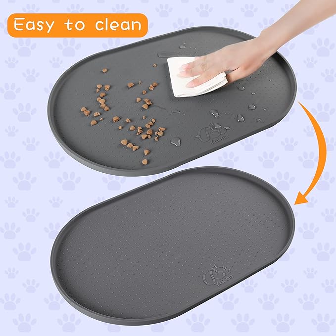 100% Waterproof 1.0" Raised Edge BPA Free Silicone Dog Food Mat, Pet Cat Feeding Mats Contain Spills Protects Floors, Placemats for Cats and Dogs Water Bowl Dishwasher XXL Large.