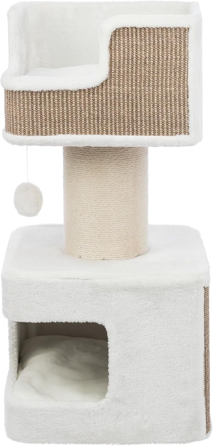Trixie Ava Cat Tree – Cat Tower with Condo & Thick Scratching Post, Includes Removable Cushions – Indoor Cat Furniture for Scratching & Climbing – Brown, 16.5" x 16.5" x 33.9"