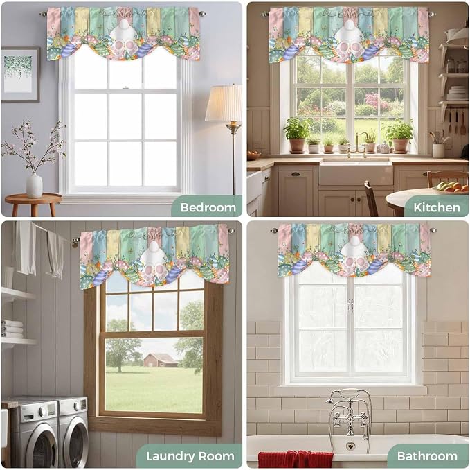Easter Tie Up Valance Curtains for Windows, Kitchen Curtains Window Shades