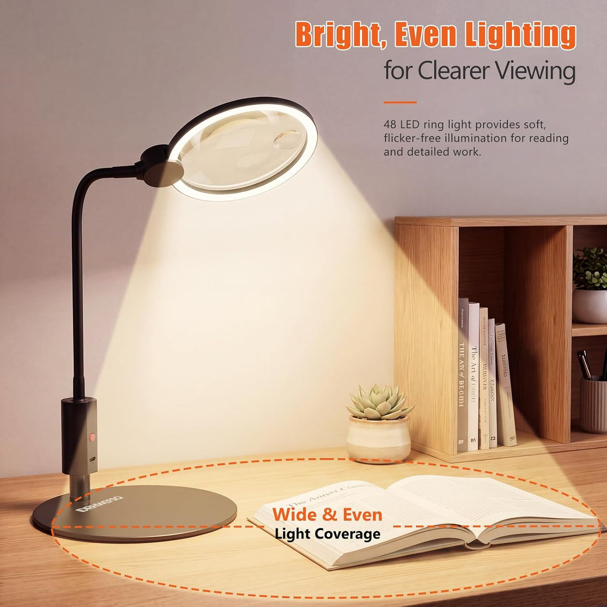 10X 30X Large Magnifying Glass with Light and Stand, 3 Color Mode