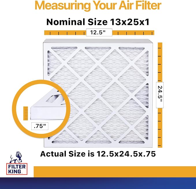 Filter King 13x25x1 Air Filter | 6-PACK | MERV 13 HVAC Pleated A/C Furnace