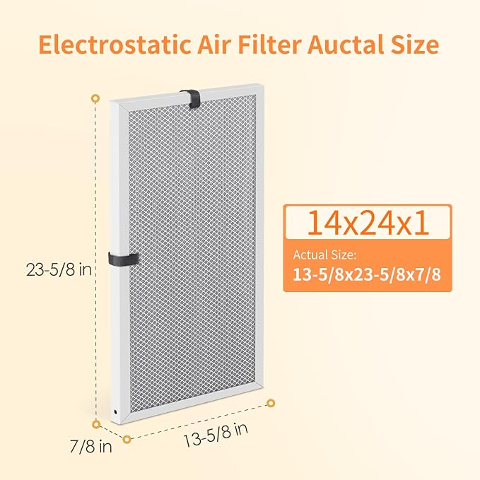 2-Pack 14x24x1 MERV 8 Reusable & Washable Electrostatic Air Filters