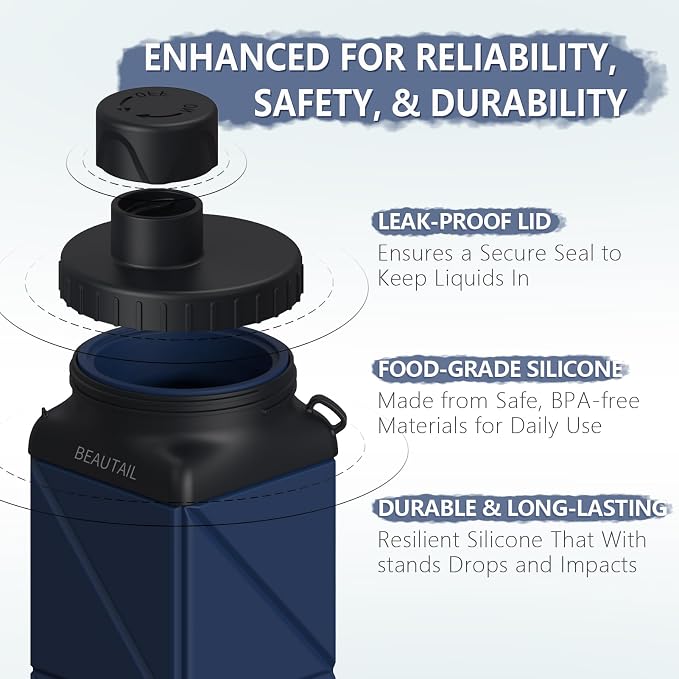 BEAUTAIL Collapsible Water Bottles 21 oz, Silicone Portable Water Bottle | BPA