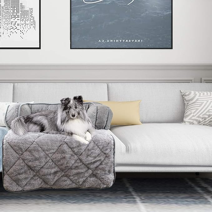 Pet Dog Bed Furniture Protector Cover Dog Couch Sofa Cushion Bed with 3-Sides Removable Cushions, Washable Collapsible Pet Blanket Mat Cave for Dog Cat and Other Animal