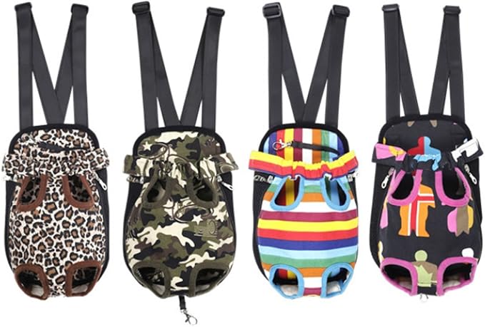 Pet Dog Puppy Cat Carrier Five Holes Backpack Double Shoulder Straps Canvas Cotton Front Chest Backpack Bag(Camouflage, Medium)