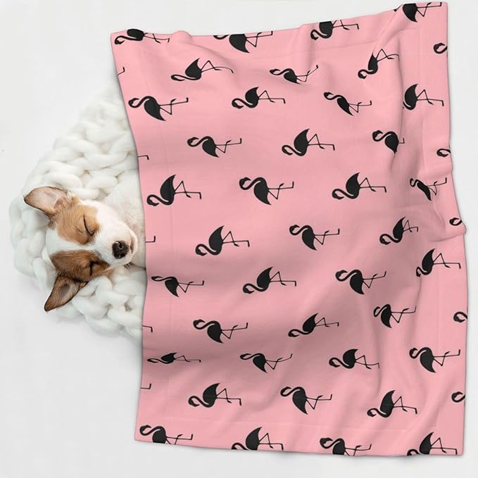 Double Sided Pet Mat for Dog Bed Topper Cat Blanket Furniture Protector, Pink Flamingo, Reversible Plush with Tactile Dot Pattern for Style Change