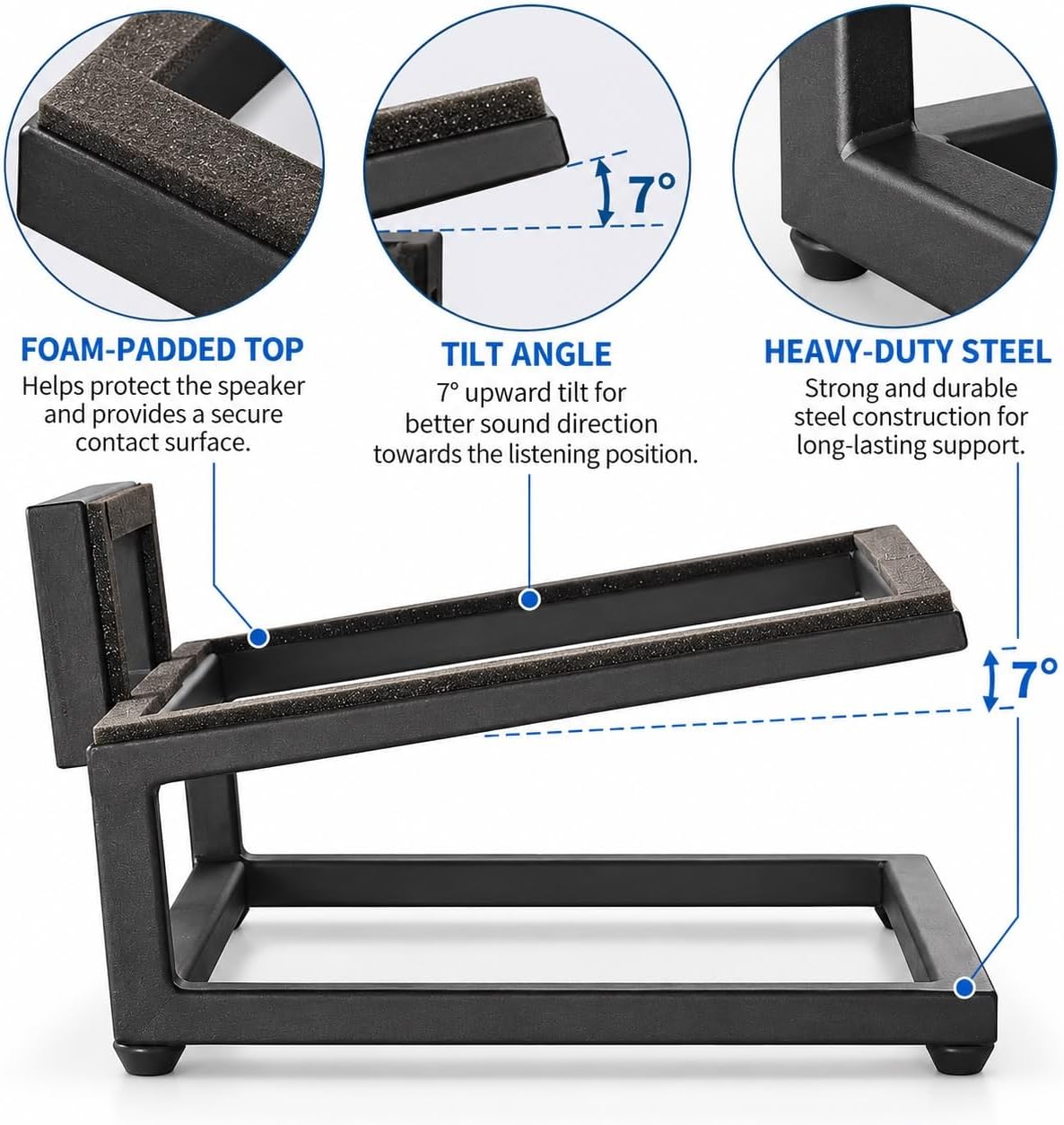 Handmade Steel Speaker Stand | Foam Padded | tilt Angle | Set of 2