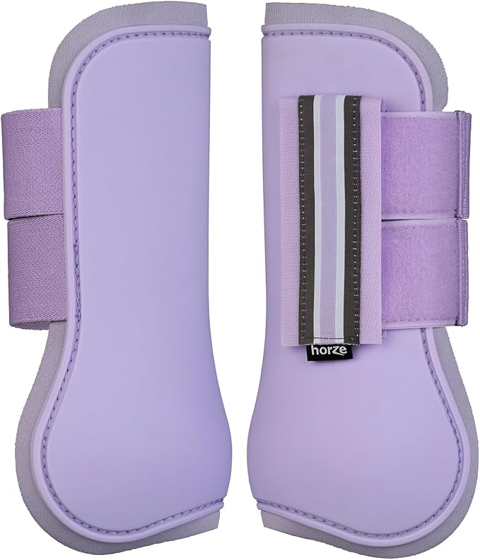HORZE Adepto Open Front Tendon Boots | Durable Shell with Neoprene Lining - Languid Lavender Purple - Pony