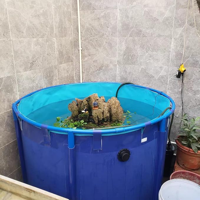 Aquaculture Tank, Folding Fish Pond, Canvas Fish Pond Pool, Fish Pond Liner, Pool Above Ground with Framed, for Store Up Water Irrigation Aquatic Products Breeding Pond 78 x 32 in (2400 L)