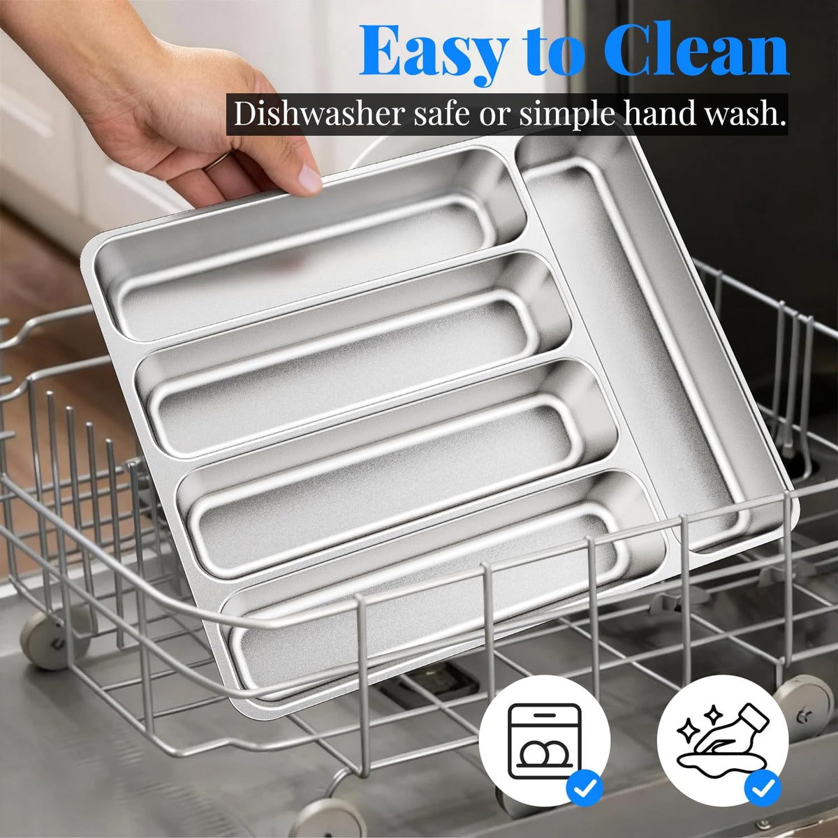 IKOCO 2-Pack Silverware Organizer, Stainless Steel, Dishwasher Safe
