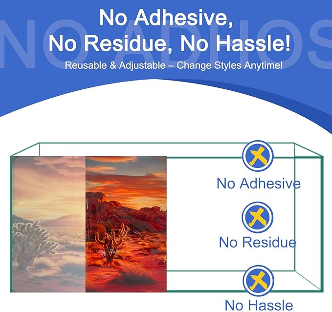Aquarium Background & Terrarium Background – Ultra HD Static Cling, Tape-Free, Desert Sunset Design for Reptile Tank Decorations, Perfect for Bearded Dragon and Leopard Gecko Tanks 11.8 X 23.6 Inches