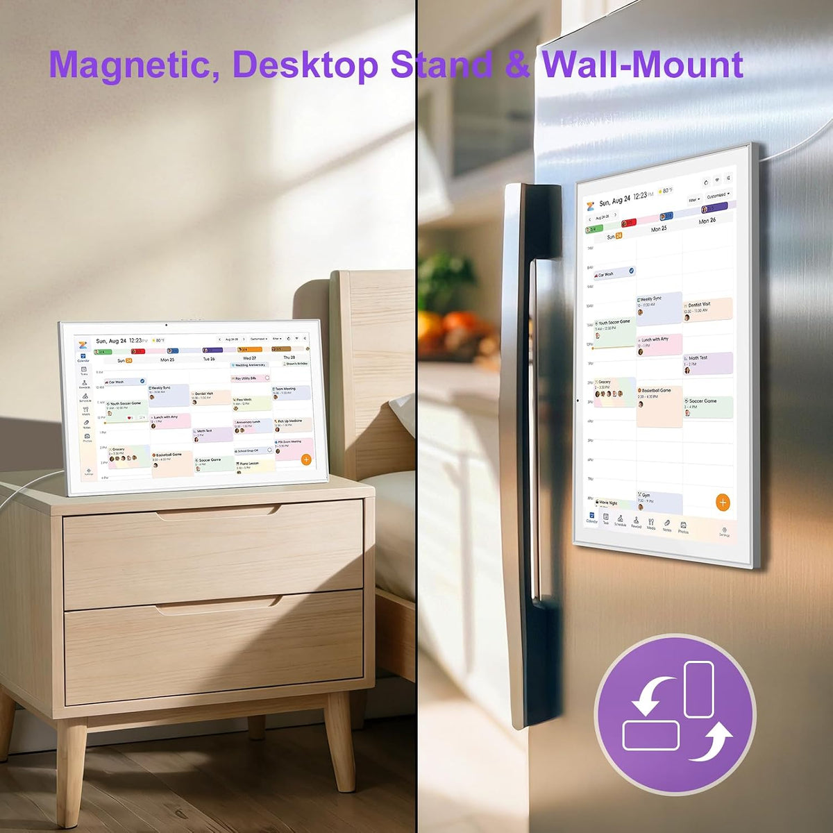21.5 Inch Touch Screen Smart Magentic Digital Calendar, White