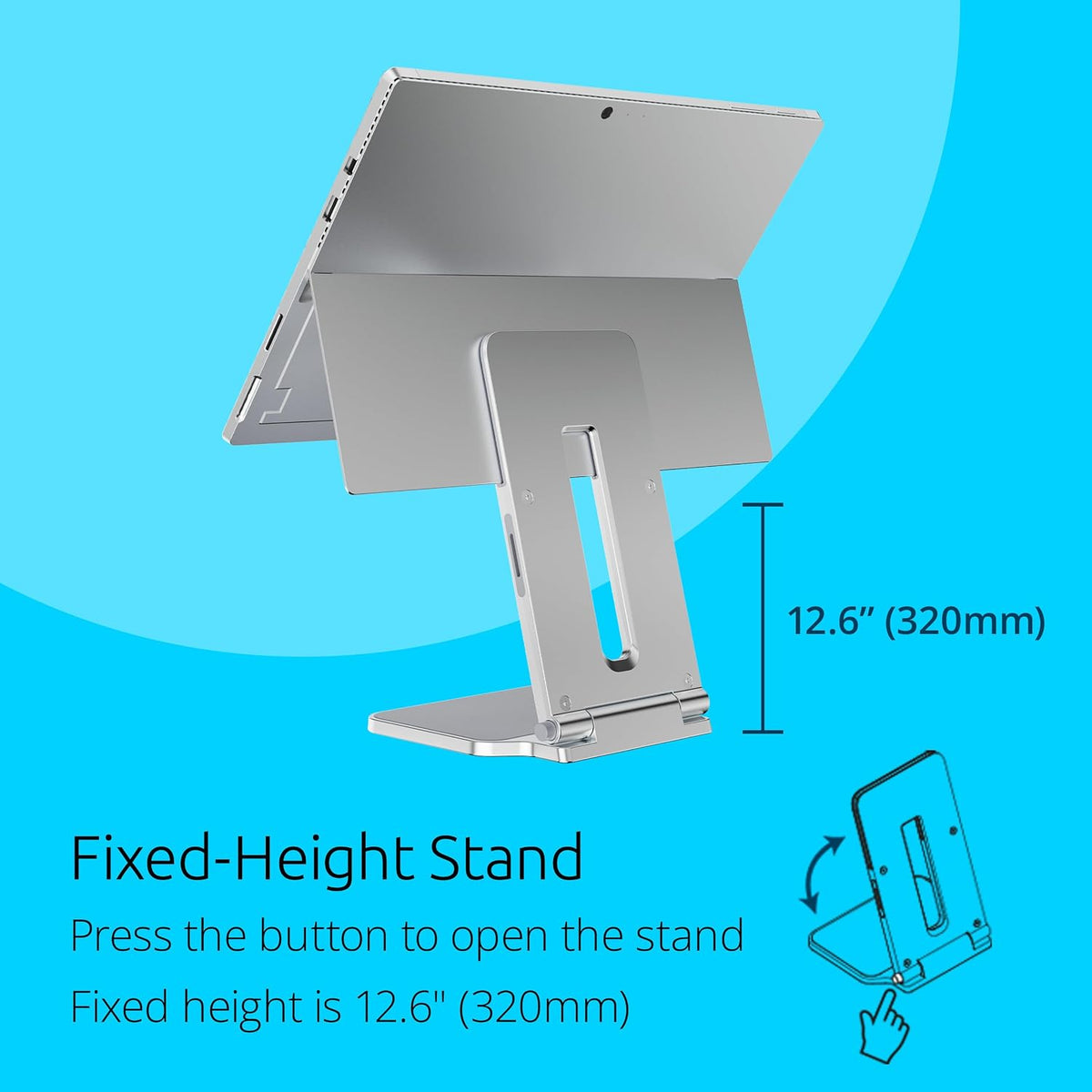 Kensington Elevated Stand for Surface Pro and Surface Go, Stand for Desk, Non-Skid Tablet Holder Designed for Surface Pro, Silver (K58277WW)
