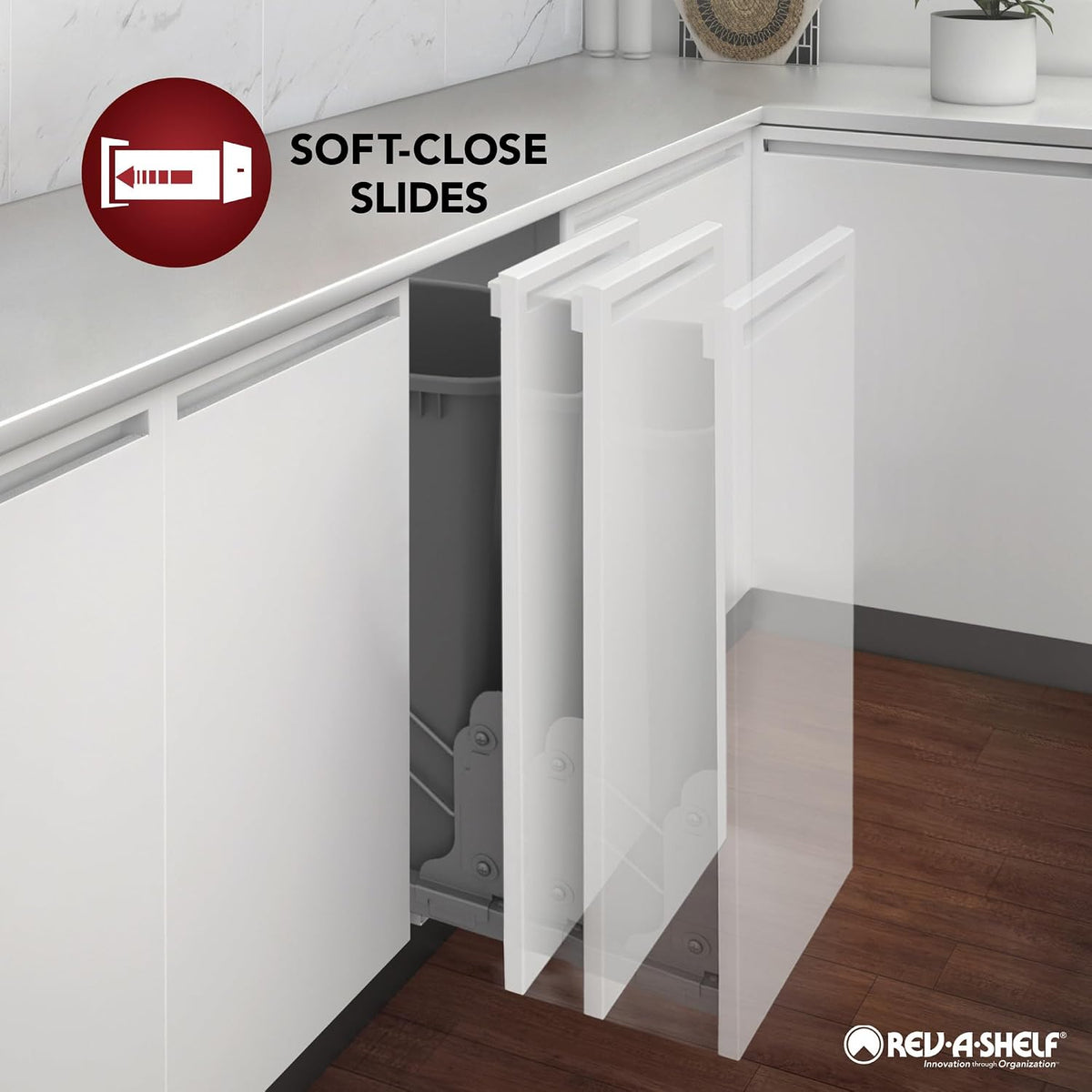 Rev-A-Shelf Aluminum Pullout Waste Container w/Soft-Close