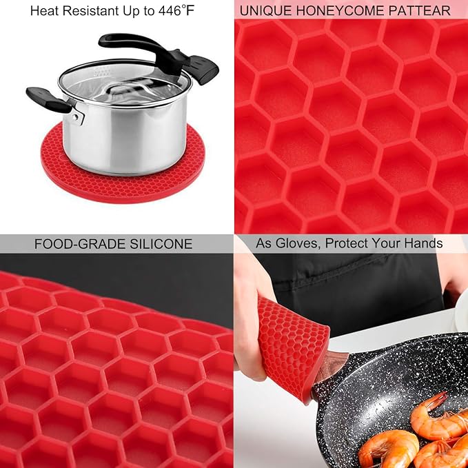 Silicone Trivets for Hot Pots and Pans, Heat Resistant Trivet Mats for Hot