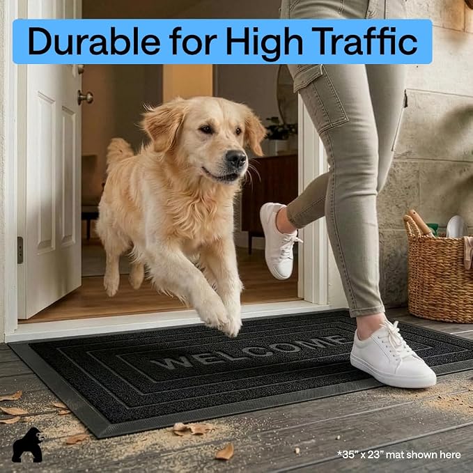 GORILLA GRIP 100% Waterproof All-Season WeatherMAX Doormat, US Designed Natural