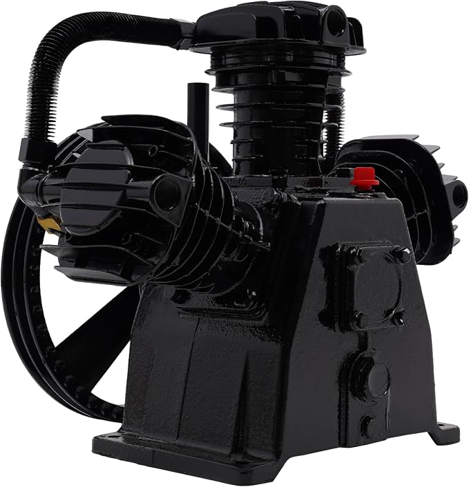 Air Compressor Pump Head, 5-HP Single-Stage Inline-Twin Replacement Air