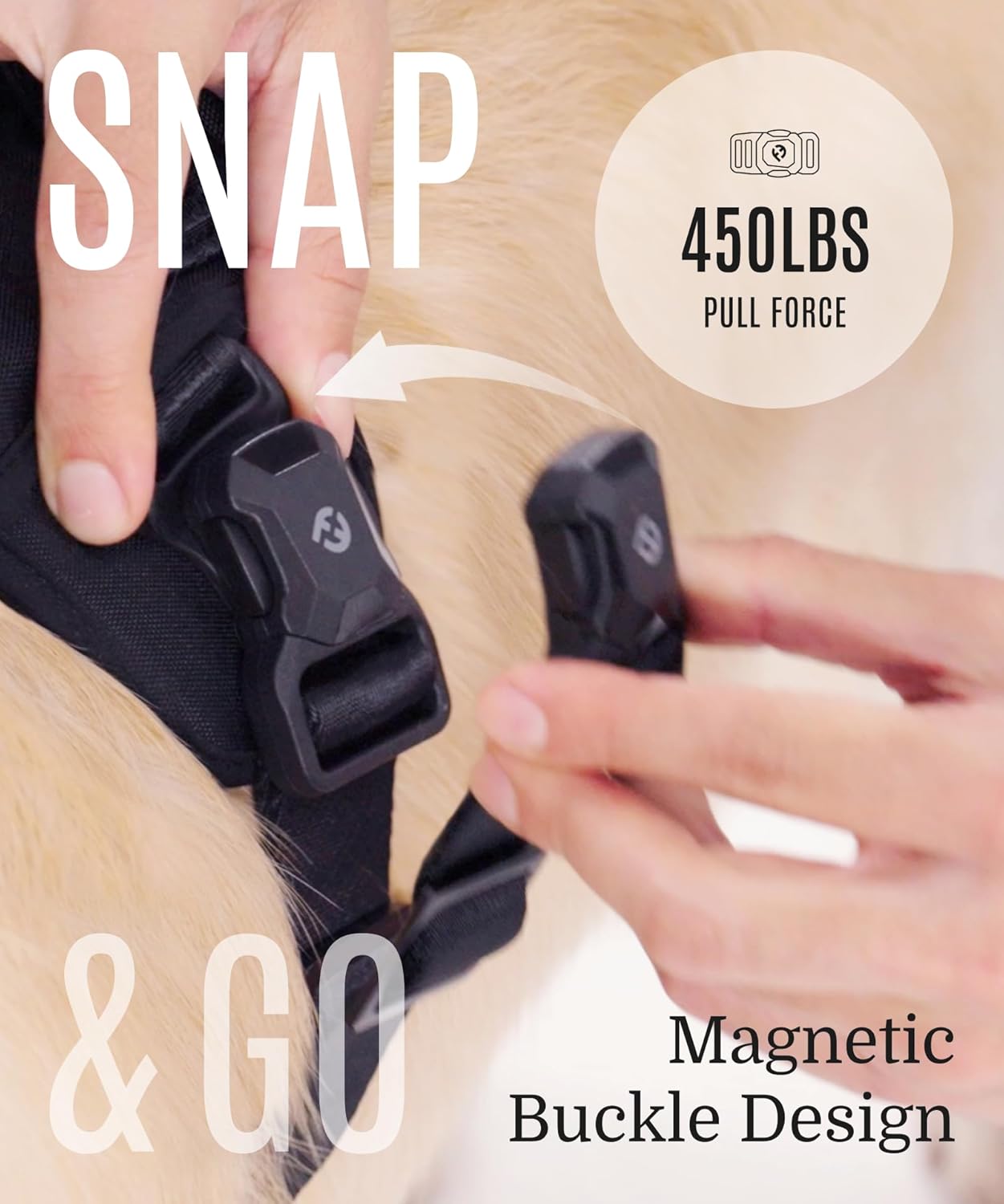 2025 New Edition, Fei & Eve MagEase Dog Harness - 3-Second Magnetic Buckles | 3-Point No-Pull Control | Heavy-Duty 900D Nylon | Dual Safety Handles | Breathable Mesh | Adjustable Fit | Large, Green